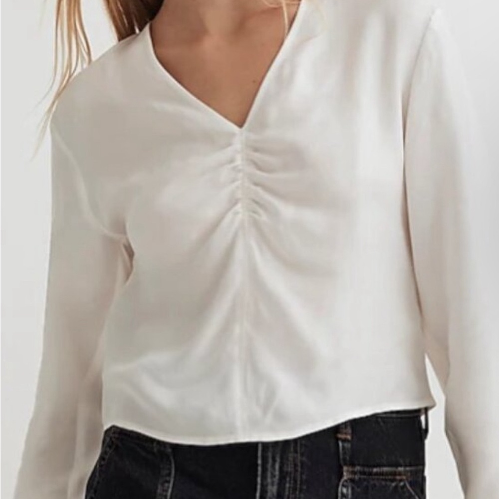 NWT Madewell Brushed Ruched Top in Lighthouse.